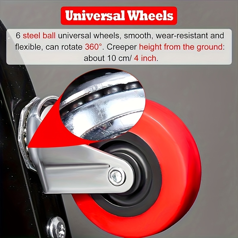 36 Inch 2-In-1 Z Crawling Seat a Garage Chair That Can Hold Around 500 Pounds, Features an Adjustable Rolling Folding Design for Car Repairs, And Comes with 6 Heavy-Duty Swivel Casters Measuring 2.5 Inches Each 13 36 Inch 2-In-1 Z Crawling Seat a Garage Chair That Can Hold Around 500 Pounds, Features an Adjustable Rolling Folding Design for Car Repairs, And Comes with 6 Heavy-Duty Swivel Casters Measuring 2.5 Inches Each - Image 13