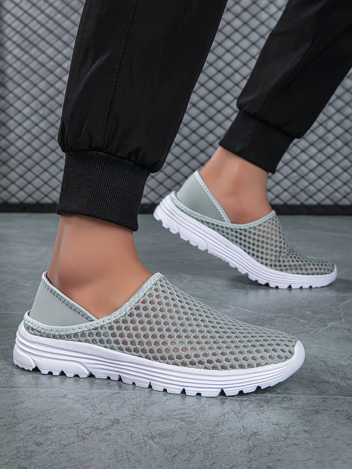 Men's Lightweight Breathable Mesh Slip-On Sneakers - Quick Dry, Comfortable Casual Shoes for Outdoor, Camping & Casual Attire, Light Blue
