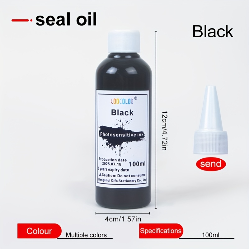 Photosensitive Ink Set - Quick-Dry, Clear Prints, Vibrant Colors (Green, Pink, Purple, Orange, Black, Blue, Red) - 100Ml, Ideal for Stamps & Printmaking, Stamping Supplies
