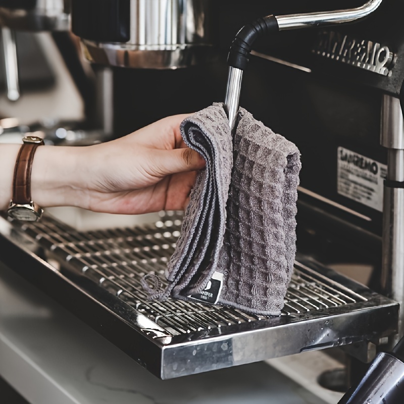 3pcs barista towels for coffee machines and tea shops strong absorbency durable non woven polyester cleaning cloths for wiping milk and   small square grey dish towels