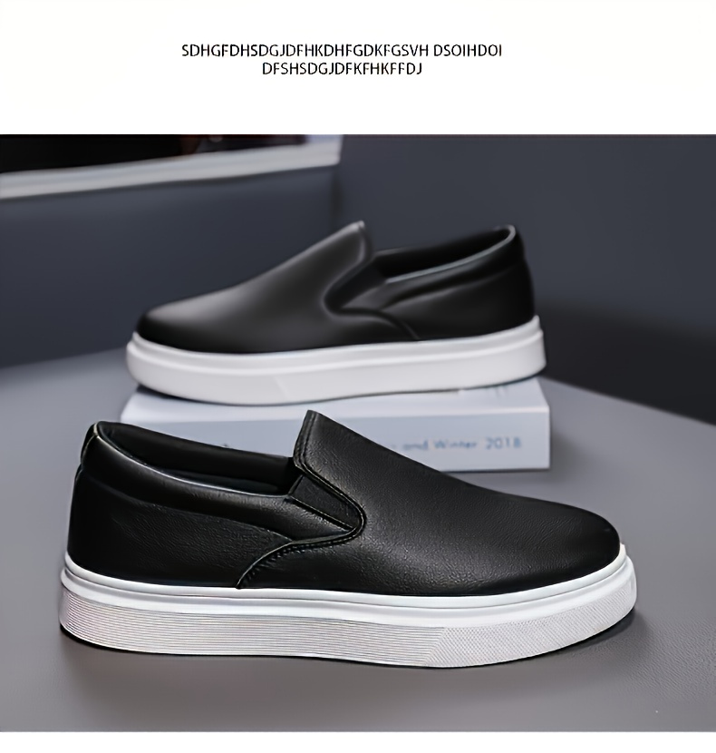 Men's Slip-On Loafers Casual Sneakers - Slip-Resistant PVC Sole, Low-Top Round Toe, Breathable Fabric Lining & Cushioned Insole, All-Season Comfort - -like Upper Brown/White/Black