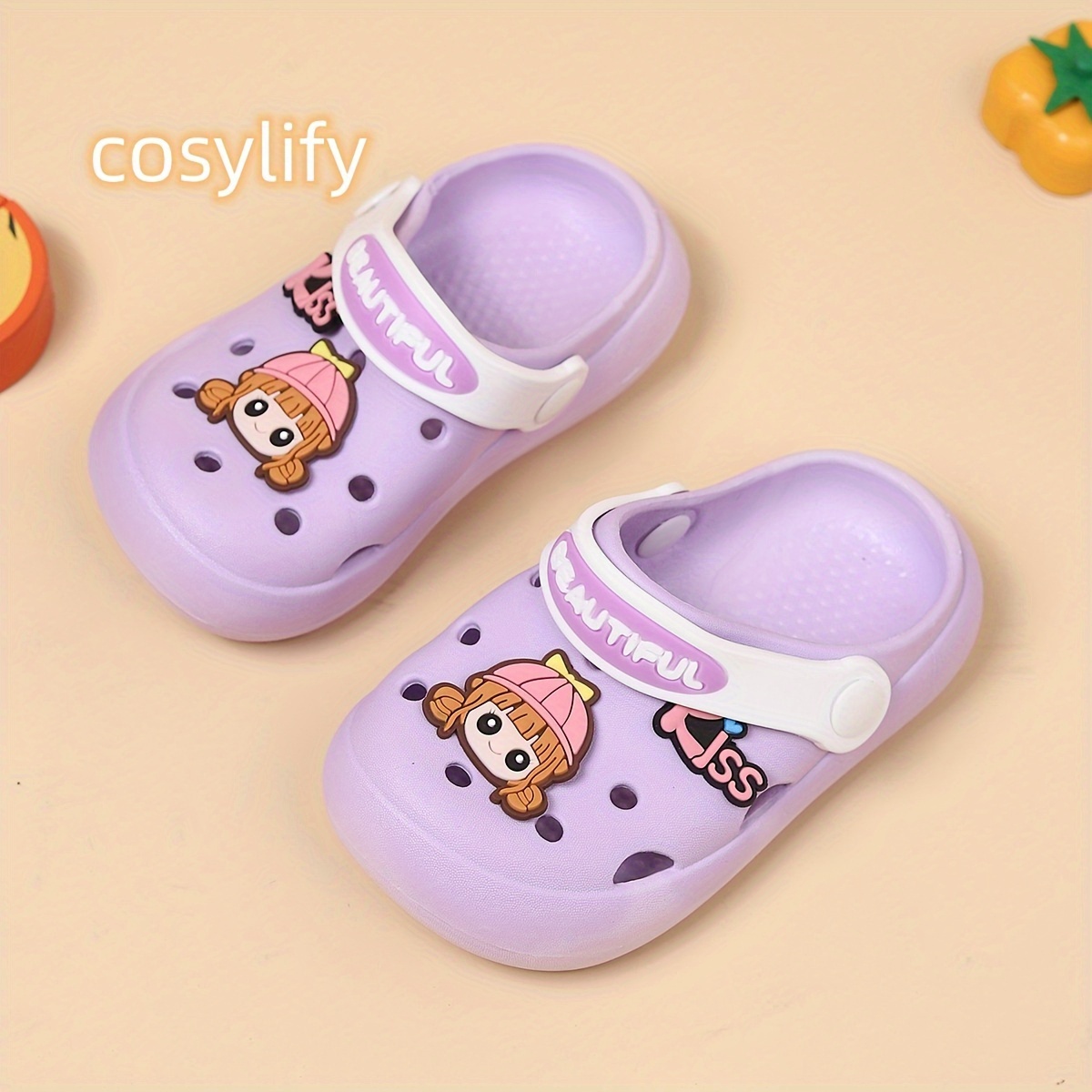 Toddler Girls Cartoon Slip-On Platform Clogs with Charms