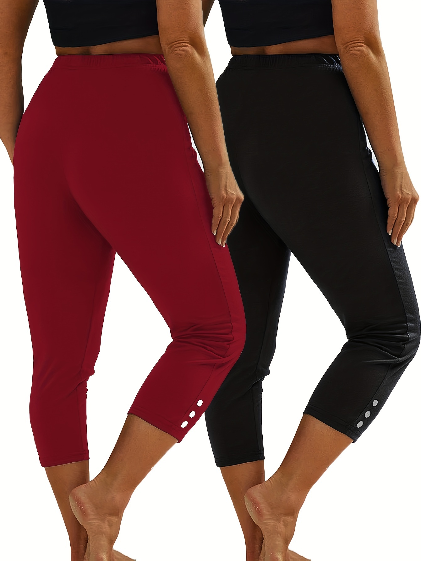 High-Waisted Plus-Size Cropped Leggings 2-Pack