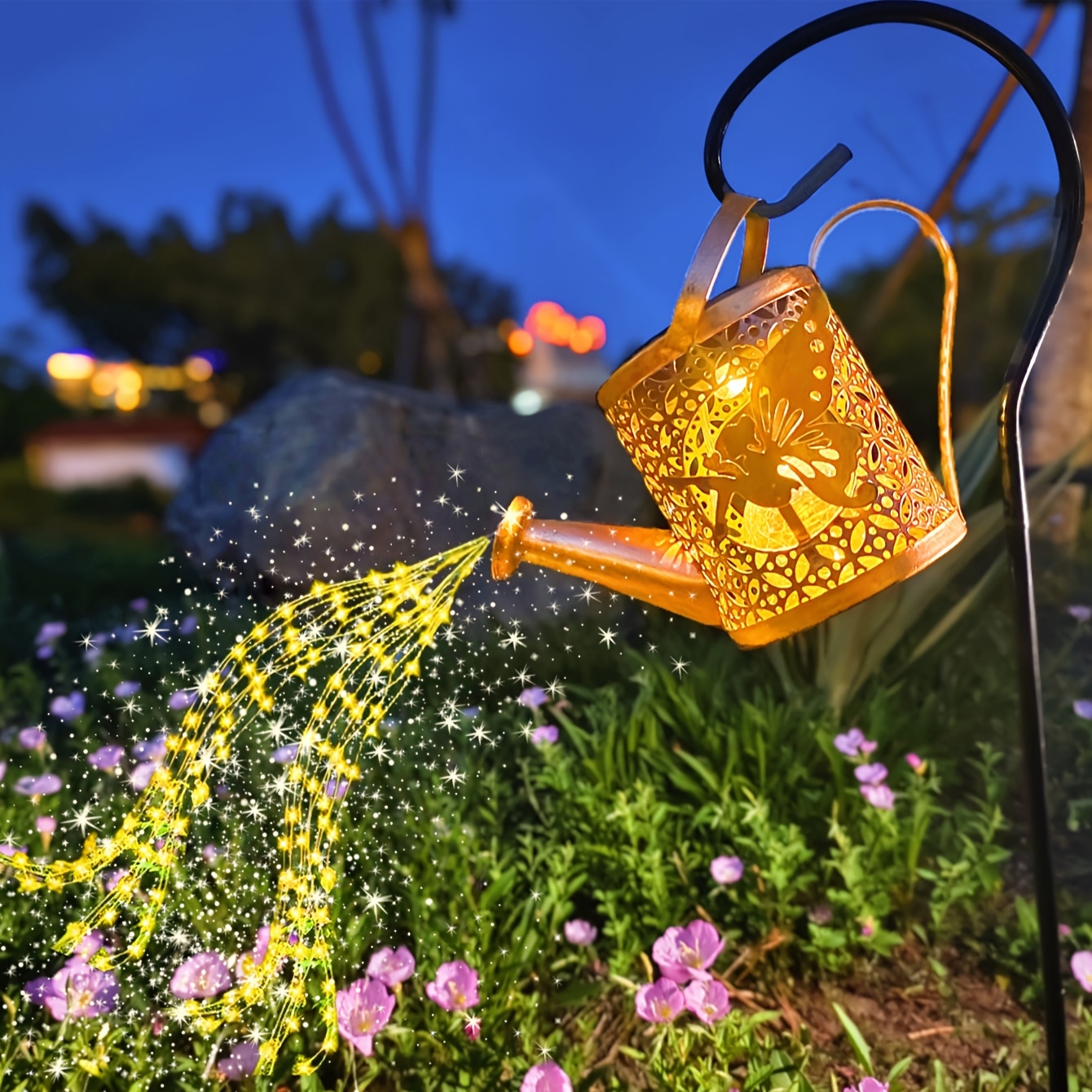 TEMU Solar Fairy Watering Can Light, Solar Halloween Decorations Lawn A Magical Waterfall Glow Perfect For Spring/summer Gardens, , Patios, No Wiring