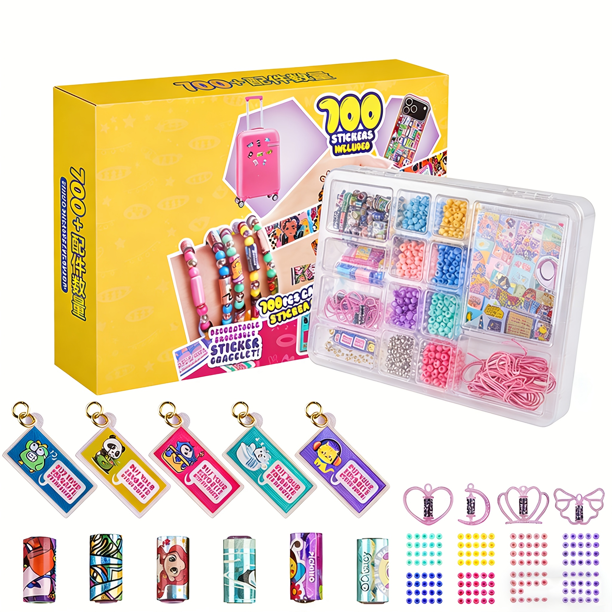 TEMU 700pcs Craft Bead Set Featuring A Of Beads. Ideal For Making Diy Bracelets And Other Craft Projects, And Perfect As Gifts For Valentine's Day,