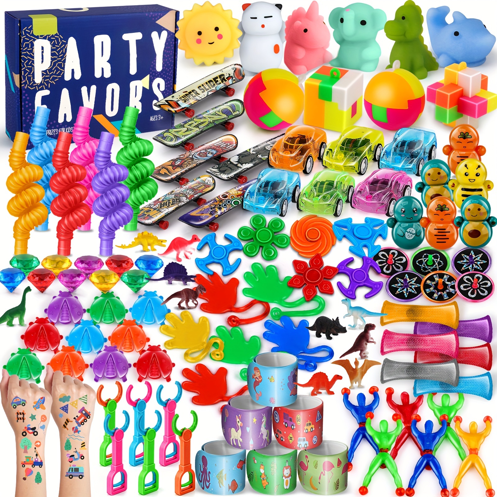 

120pcs Kids' Party Favor & Classroom Prize Box - Assorted Toys, Pinata Fillers, Fidget Bulk Pack For Carnivals & Events