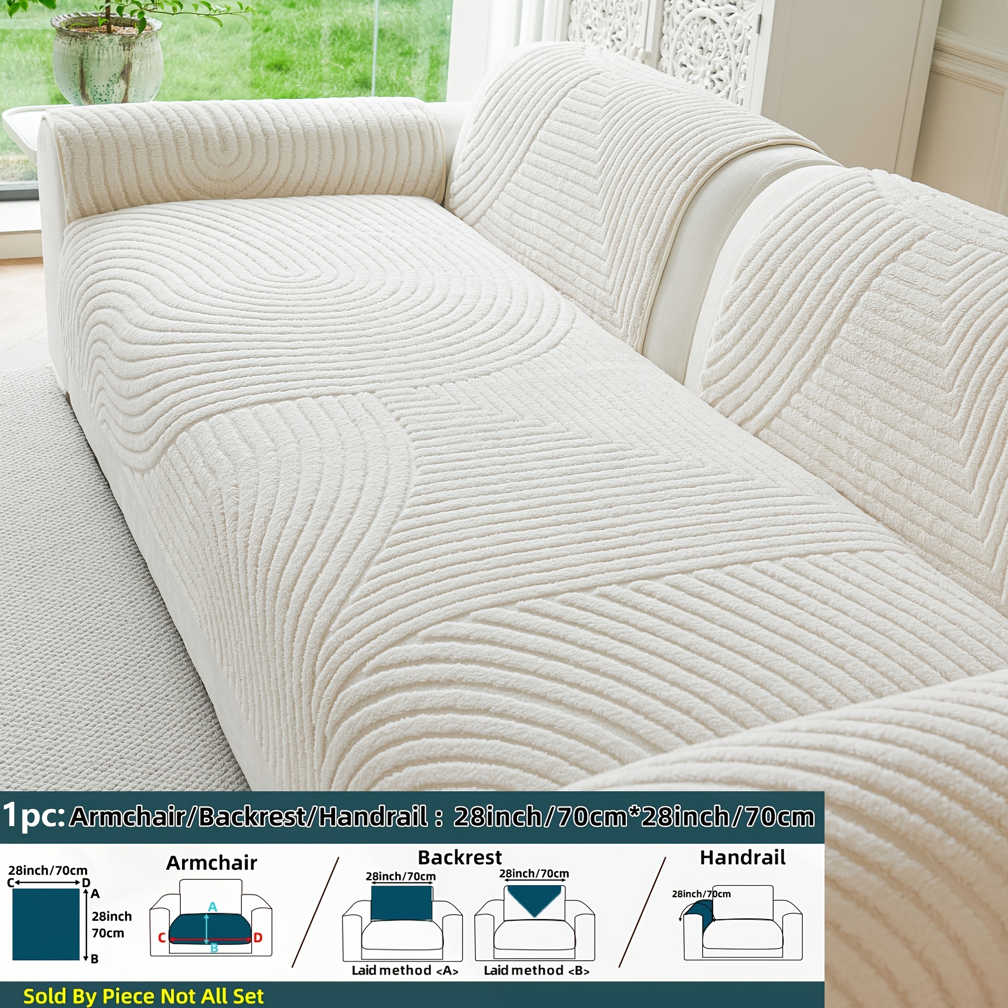 TEMU 1pc Modern Soft Velvet Sofa Cover, Plush Solid Jacquard Seat Cover, Seat Cushion, Anti-scratch, Pet-friendly, Machine Washable Material, With