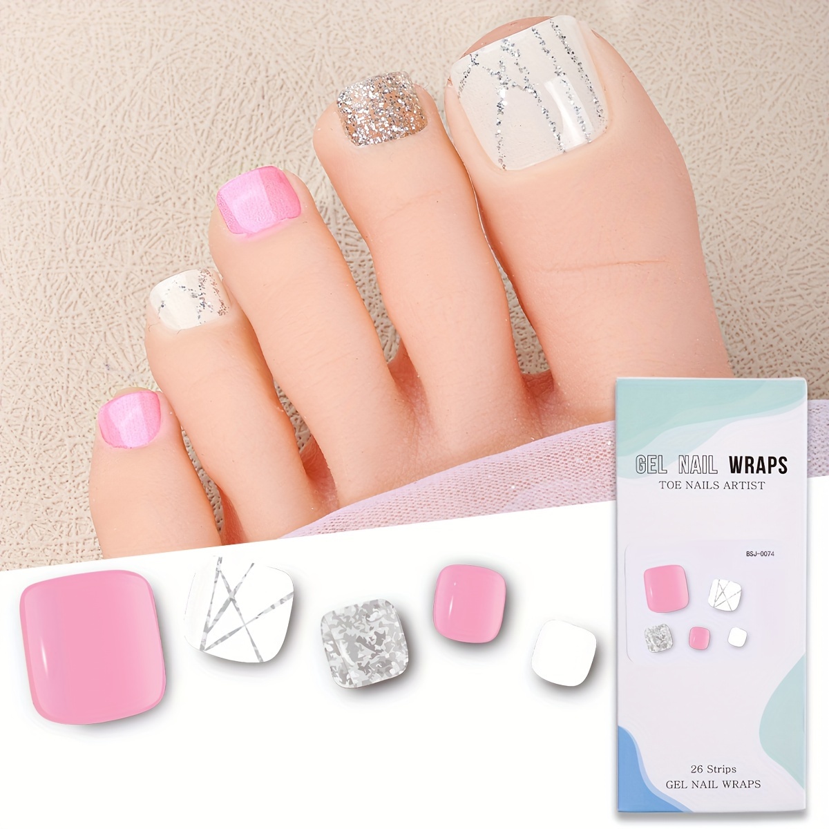 

Semi Cured Gel Nail Wraps, Glitter Line Design Semi-cured Gel Nail Strips-works With Any Nail Lamps, Salon-quality,long Lasting,easy To Apply & Remove