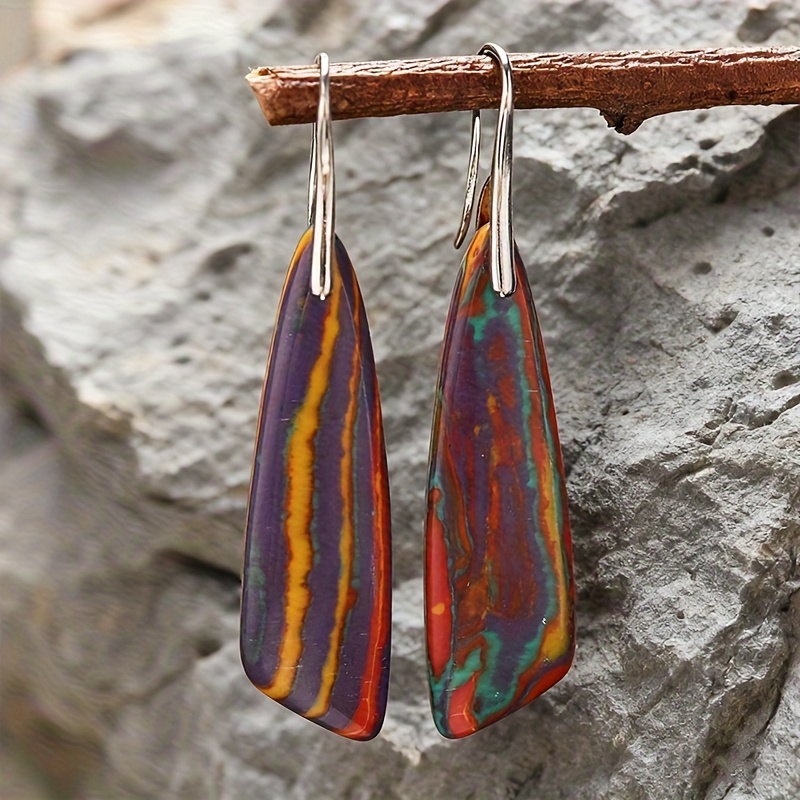 Elegant Geometric Natural Stone Drop Earrings