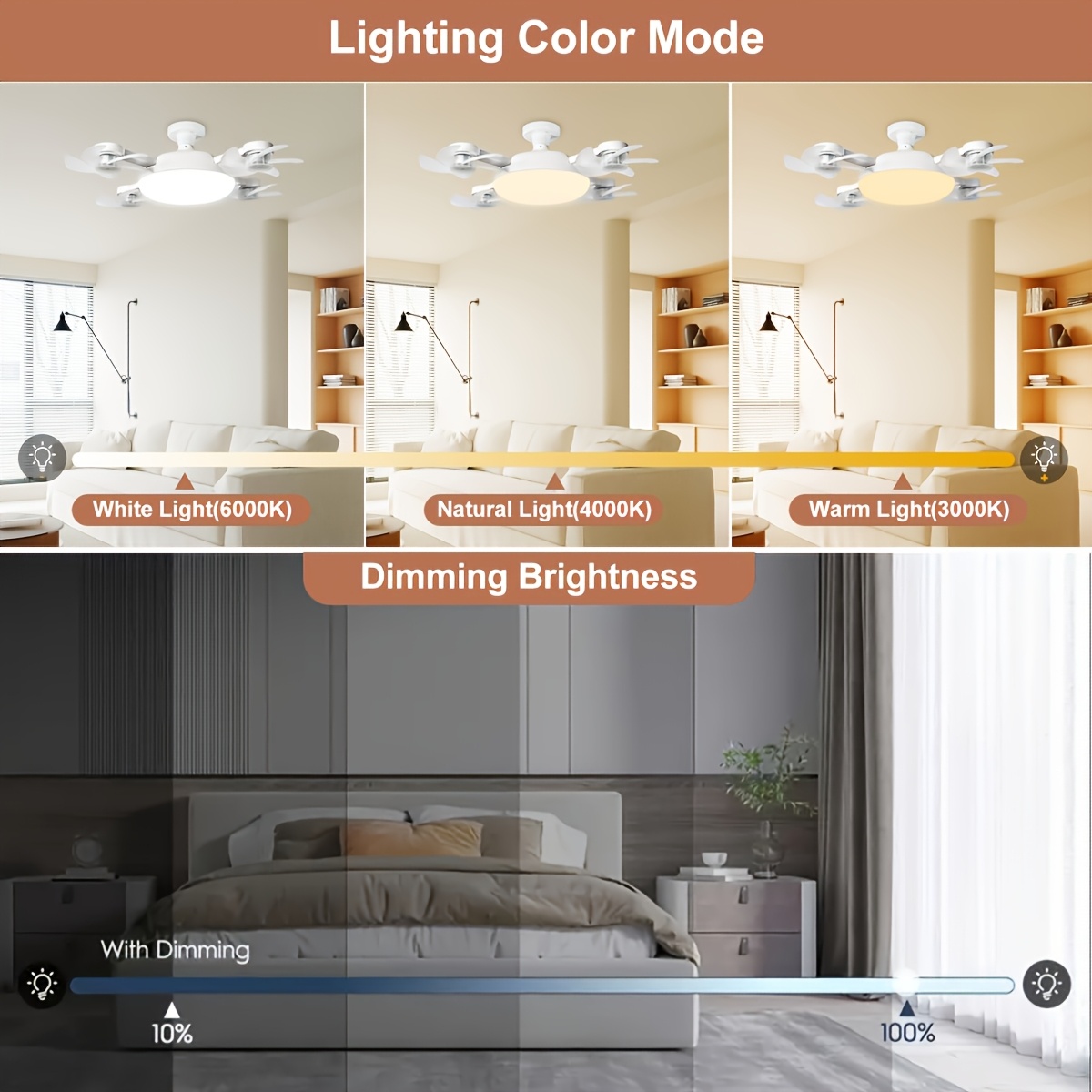 LED Smart Ceiling Fan Light - E27/E26 Screw Port With Remote Control, Adjustable Brightness And 3 Speed Adjustment, Suitable For Bedroom, Living Room, Study, Kitchen And Bathroom - Modern Design, Suitable For All Seasons (2-in-1-3/4/5 Head Fan Light