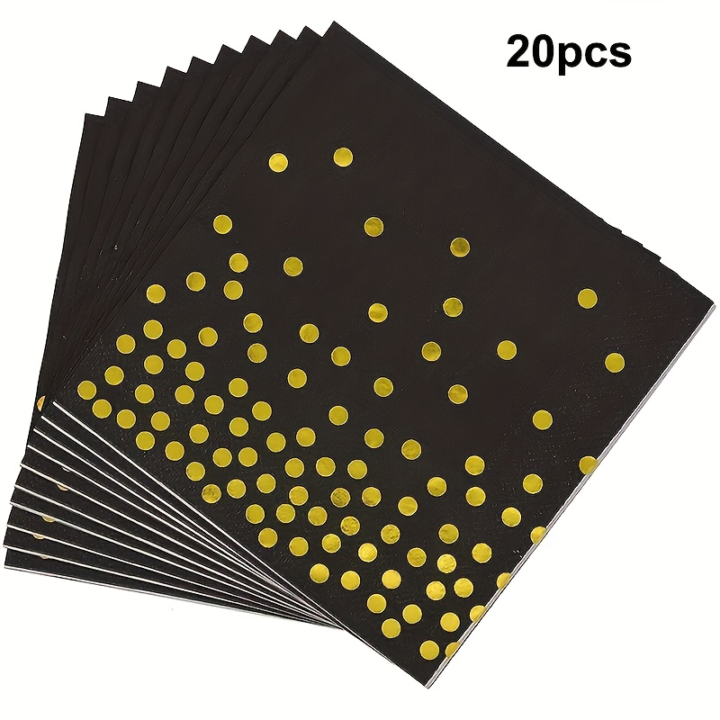 E-shop 20 Stück Goldene Punkt Servietten - Elegante Gold-Themen Party Tischdekoration für Geburtstage, Hochzeiten & besondere Anlässe - Packung Goldene