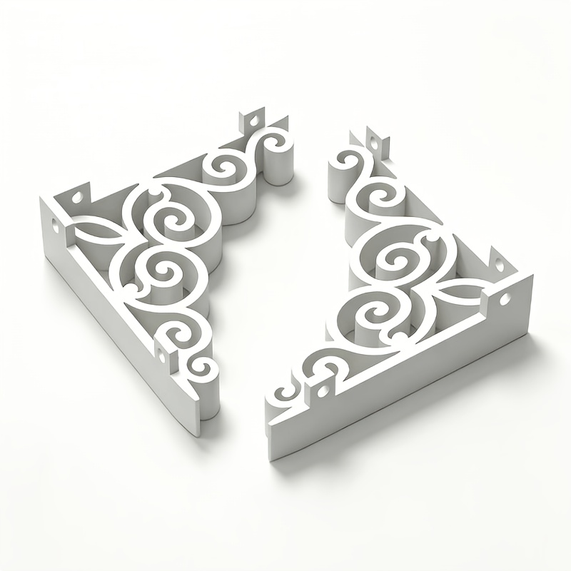 TEMU 2pcs Set Of Carved Decorative Brackets, Wall-mounted Floating Shelf Supports, Exquisite Swirl Carved Design With Decorative Effect, Sturdy And