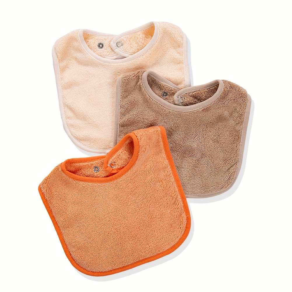 Image of 3pcs/lot Solid Baby Terry Towel Bibs Colorful Double Side Saliva Towel Adjustable Button Snap Infant Feeding Burp Cloths Bandana Scarf For Boys Girls Bebe Baberos