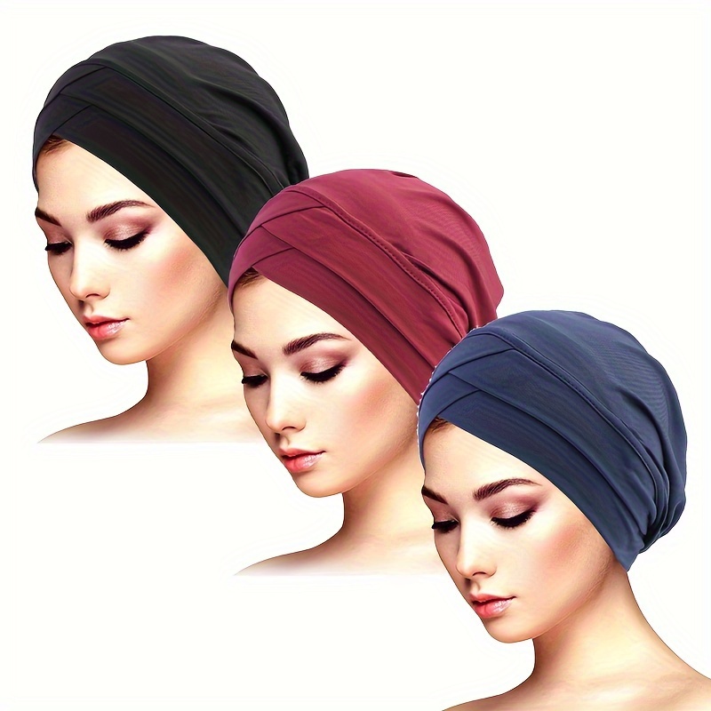 

3-piece Set Elastic Band Turban Cap - Knitted Polyester Undercap - Breathable Fantasy Themed Chemo Headwear