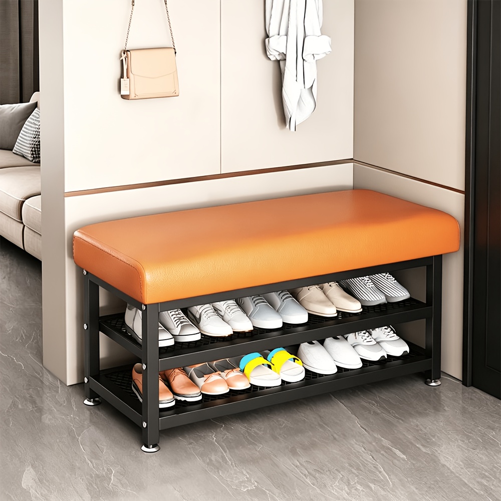 1pc 2 Tier Shoe Bench Stool Shoe Storage Rack Shoes Organiser Seat Unit Portable