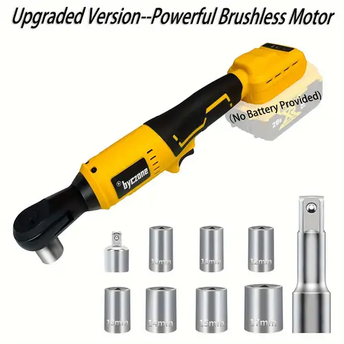 3 8 cordless ratchet wrench compatible with 20v battery ratchet variable speed trigger 45 ft lbs 400 rpm wrench tool 7 sockets 1 4 adapter 3 extension bar tool only