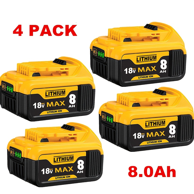 Image of 1/2/4 Packs 18v 8.0ah Li-ion Replacement Battery For 18v Max Xr Batteries Compatible For Dcb200 Dcb180 Dcb181 Dcb201 For 18v Batteries With Led