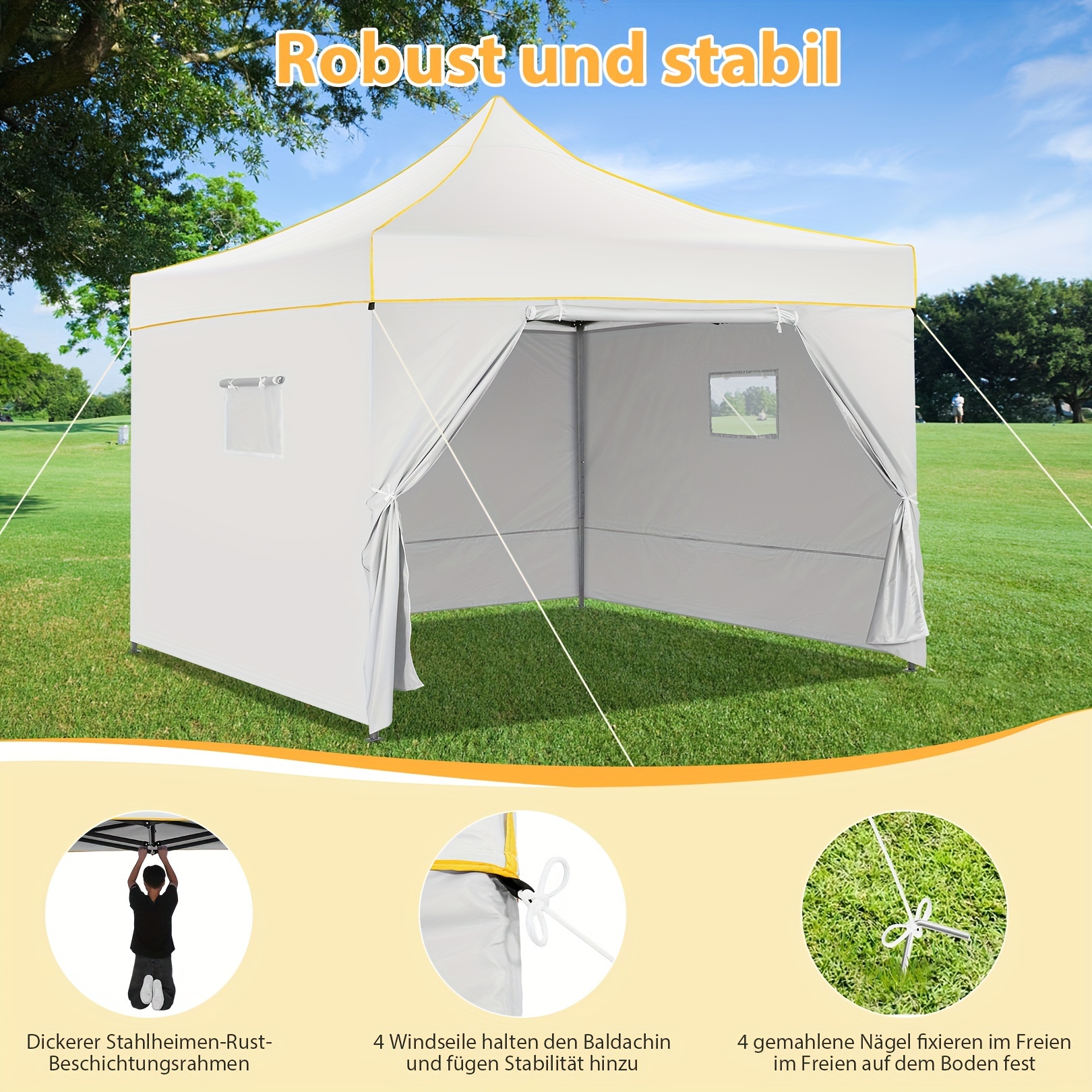 

Tooluck 10x10ft Collapsible Gazebo, Waterproof Garden Gazebo, Pop-up Gazebo With 4 Side Walls, Suitable For Gardens, Parties, Uv Protection 50+, Height Adjustable