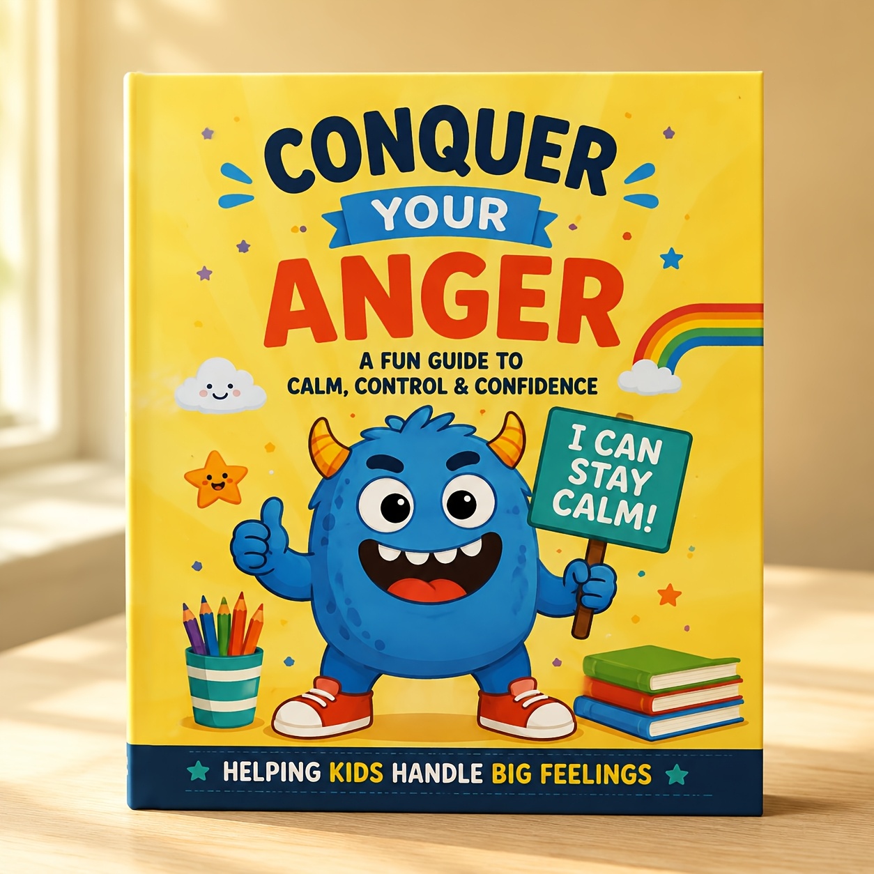 TEMU Your Anger Kids Book, Cute Blue Cartoon Emotion Regulation Workbook, Toddler Mood Control , Preschool Kids Emotional Feelings Guide Book