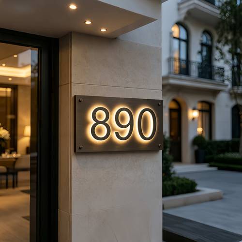 8 inch acrylic stainless steel led illuminated house number sign modern address number plate for home elegant and durable mounting accessories manual and installation diagram
