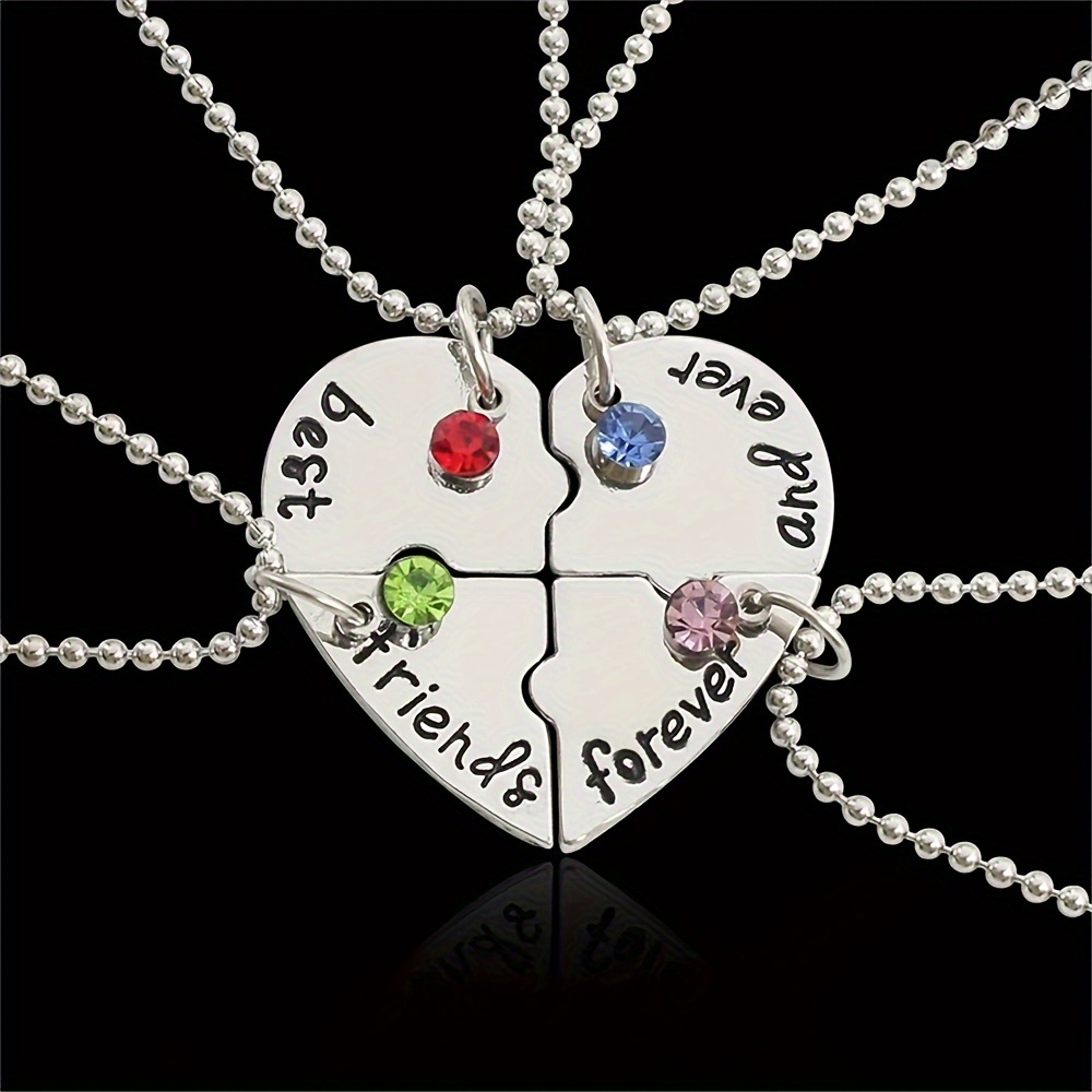 

Heart Puzzle Pendant Necklaces Set, 4pcs Jewelry, Beaded Choker Alloy, Personality Theme, For Women And Teens (over 15 Years), No Mosaic, No Plating - Gift For School, Birthday, Party