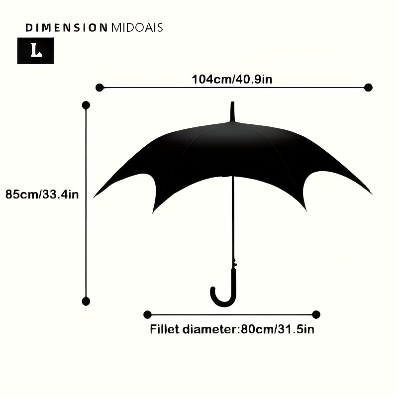TEMU Vintage Bat Feather Wing Umbrella, Halloween Long Decorative Handle Umbrella, Gothic Style/dark Style, Vinyl 50+ Umbrella, Party Decoration