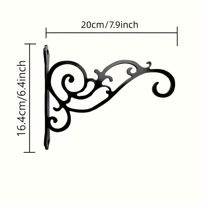 2pcs Of Black Wrought Iron Hooks, Suitable For Hanging Plants, Lanterns And Wind Chimes - Elegant Vortex Design Metal Bracket, Indoor And Outdoor Home Decoration
