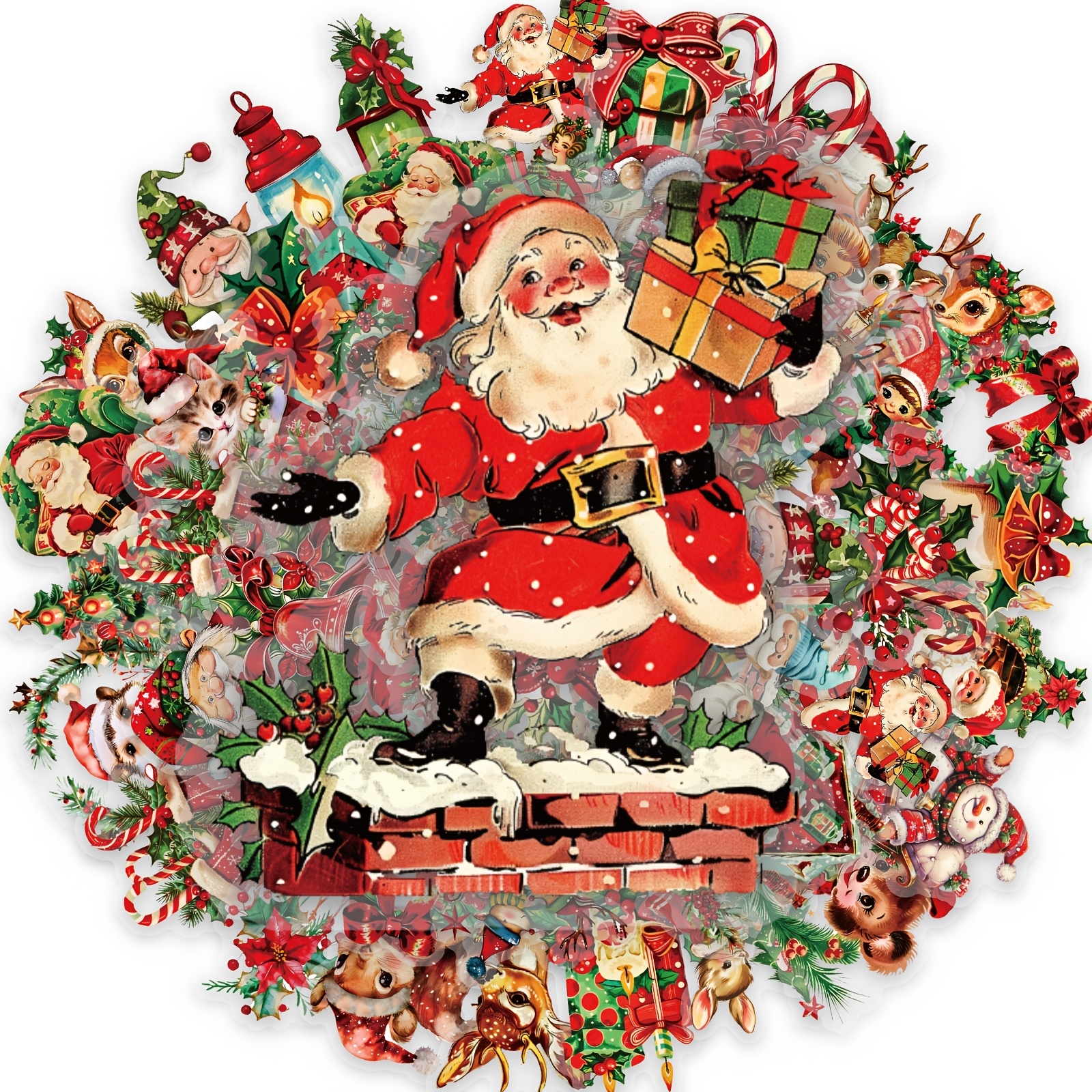 TEMU 50pcs Transparent Pet Christmas Theme Stickers, Christmas Holiday Decoration Decals, Decorating Scrapbooks, Laptops, Water Bottles, Skateboards,