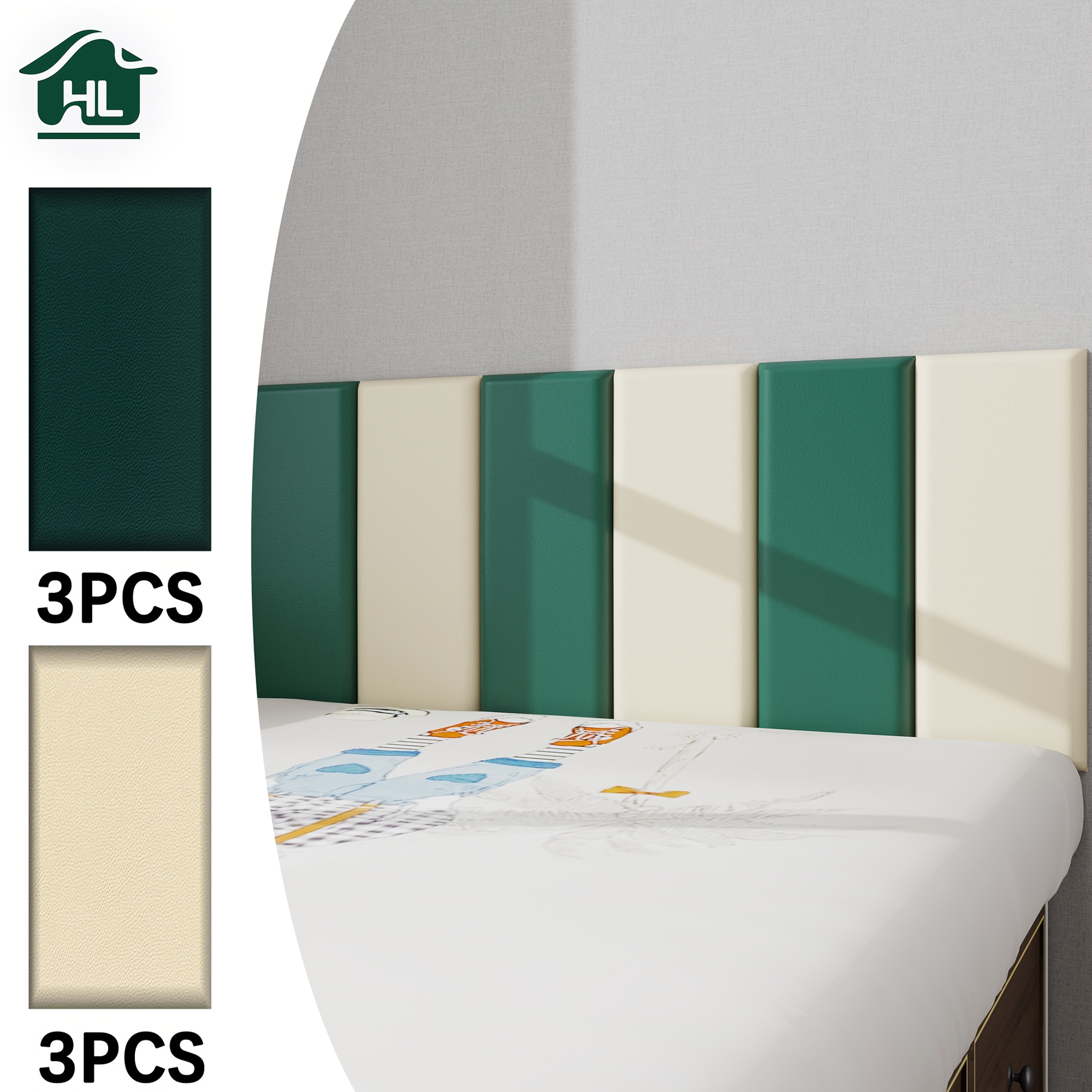6pcs Monochrome/Color-Block Combination 3D Self-Adhesive Headboard, Faux Leather Surface with a Premium Feel, Inner Vinyl Foam Sponge for Softness and Comfort, No Drilling Required, Peel-and-Stick, Removable, Waterproof, Easy to Clean