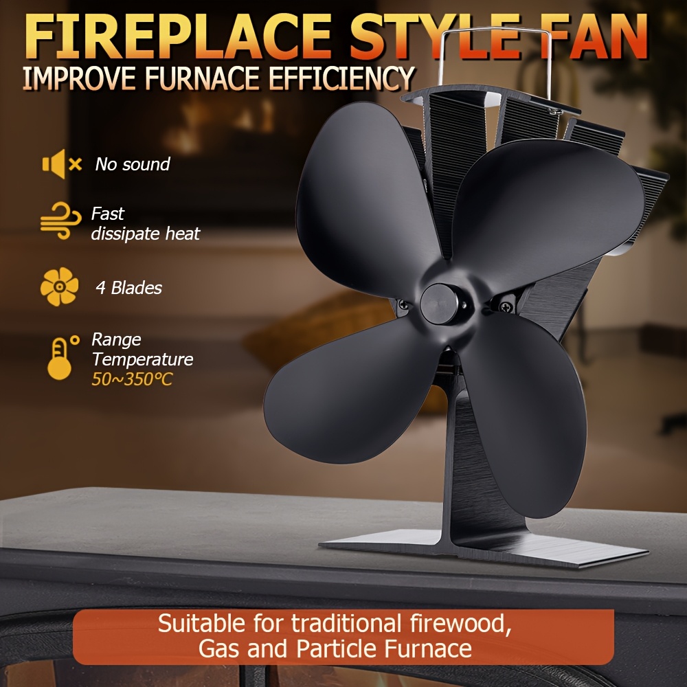 

Wood Stove Fan 4 Blade Fireplace Fan For Wood Burning Stove, Heat Powered Stove Fan Log Wood Stove Accessories, Silent Circulating Warm Air (non Electric)