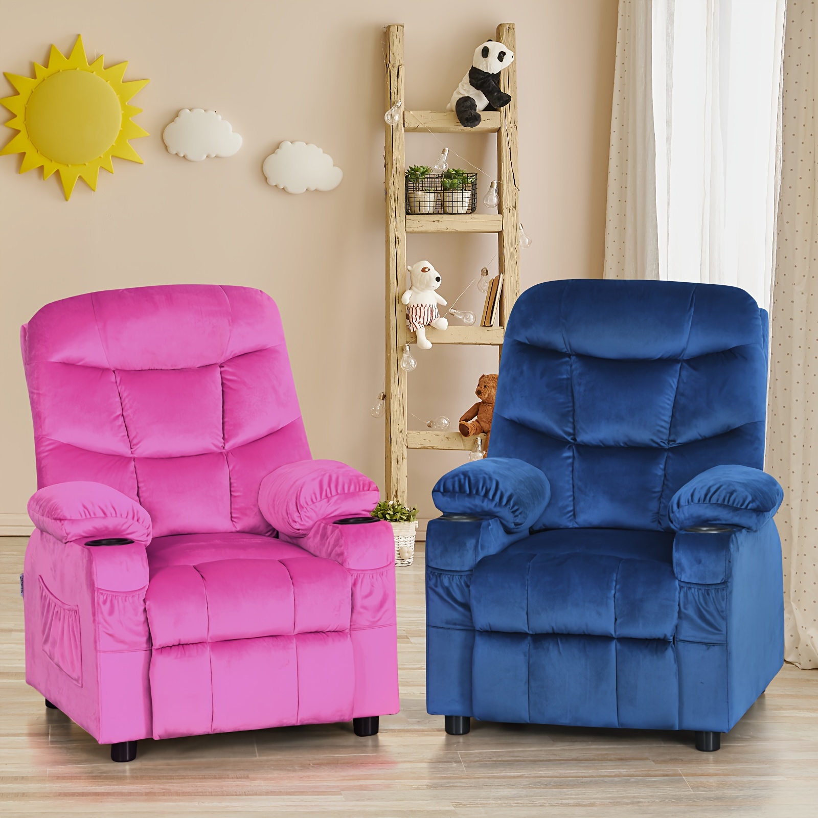 Girls' Pink Velvet Recliner Chair with Cup Holder & Storage Pocket - Heavy-Duty 300lb Capacity, Ergonomic Backrest & Armrests, Manual Recliner with Safety Belt - Modern Soft Cushioned Lounge Chair for Kids & Teens, Easy Assembly, Ideal for Bedroom, Living Room, Home Theater - Durable Wood Frame & Fabric, Ideal Gift for Girls 3-12 Years (Pink, Purple, Black, White, Grey Available), Lounge Chair for Teens, Comfortable Sitting, Playroom Seating, Stylish Recliner, Highcapacity Recliner, ' 11 Girls' Pink Velvet Recliner Chair with Cup Holder & Storage Pocket - Heavy-Duty 300lb Capacity, Ergonomic Backrest & Armrests, Manual Recliner with Safety Belt - Modern Soft Cushioned Lounge Chair for Kids & Teens, Easy Assembly, Ideal for Bedroom, Living Room, Home Theater - Durable Wood Frame & Fabric, Ideal Gift for Girls 3-12 Years (Pink, Purple, Black, White, Grey Available), Lounge Chair for Teens, Comfortable Sitting, Playroom Seating, Stylish Recliner, Highcapacity Recliner, ' - Image 11