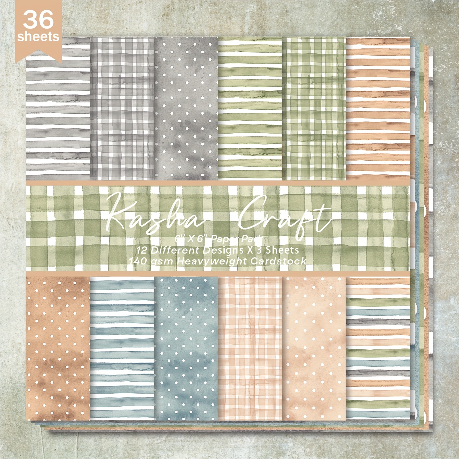 

Craft 6x6 Inch Designer Cardstock Paper Pad - 36 Sheets, 12 Patterns, Heavyweight Scrapbook Paper, Perfect For Bullet Journaling, Collage Art, Greeting Cards, And Craft Projects