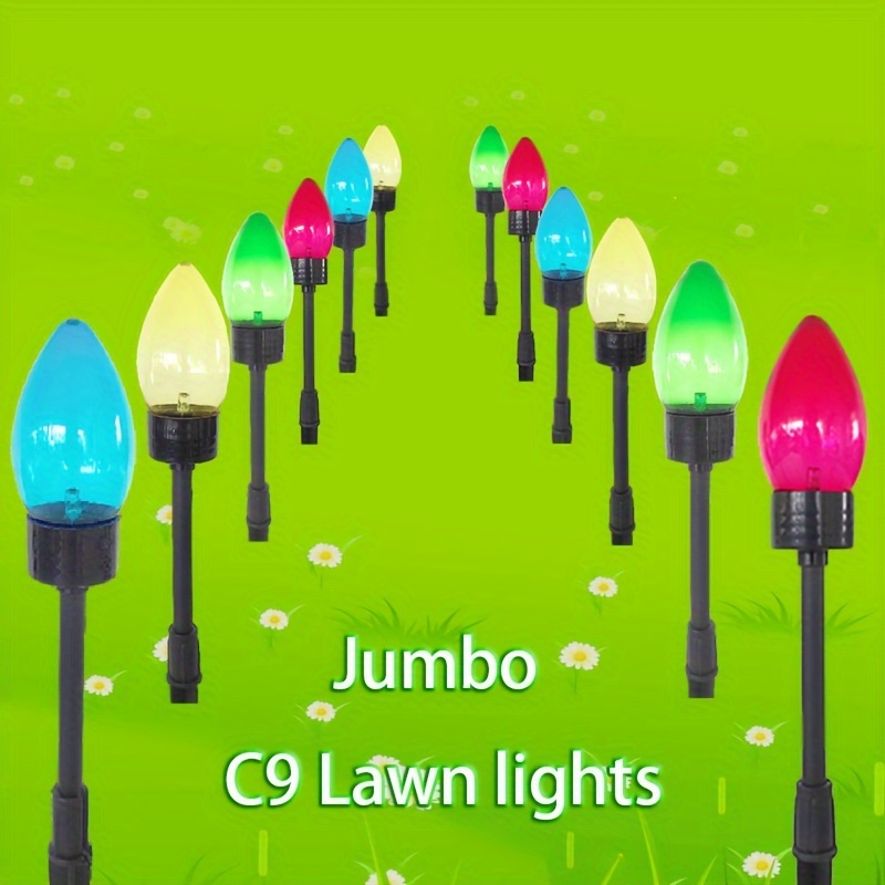 

1 Pack 12 In 1 C9 Pointed Bubble Color Lawn Lights, Solar Christmas Decorative Lights, Outdoor Holiday Decorative, Ground Plug-in Lights