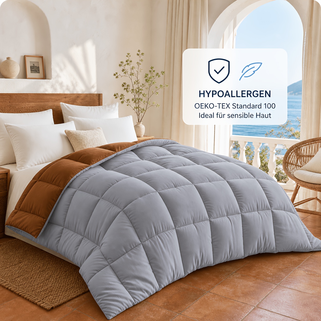 Image of Premium All-year Duvet Bedding, For Allergy Sufferers, Soft, Microfiber Blanket Cozy And Lightweight Quilt, Washable At 95°c Reversible Comforter, 300gsm Filling, And -tex Duvets Soft And Breathable