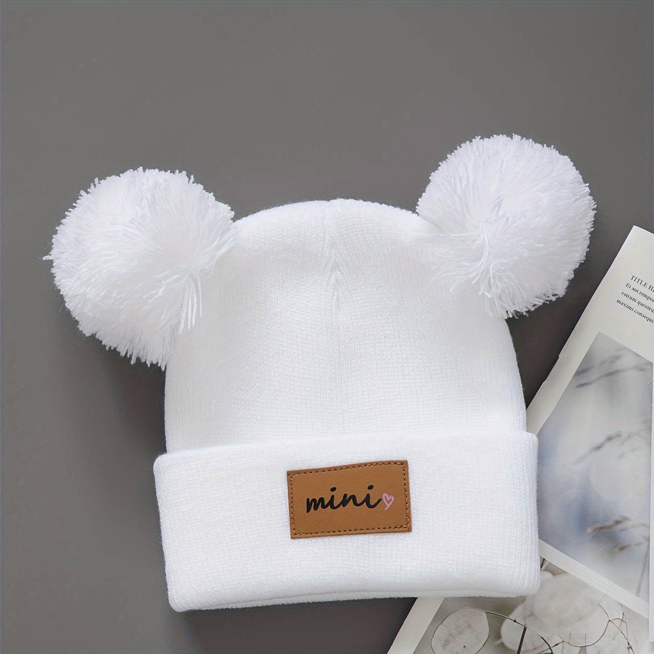Image of Winter Knitted Hat Solid Color Hat Warm Winter Additions For Boys And Girls Suitable For Children 0-3 Years Old