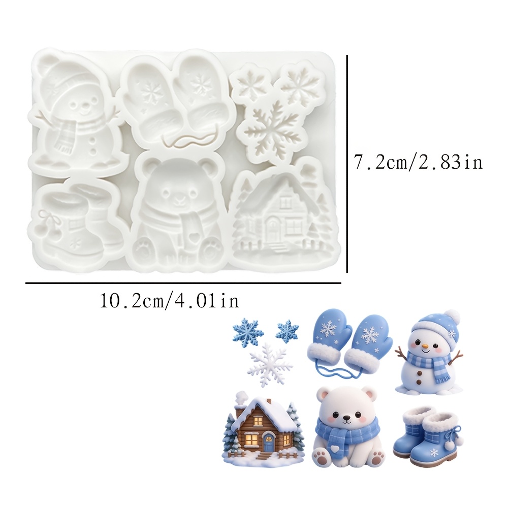 TEMU Stampo in a 6 cavit� serie invernale natalizia - , orso polare, di , guanti, da , casa di per stampi per fondente e cioccolato, decorazioni per