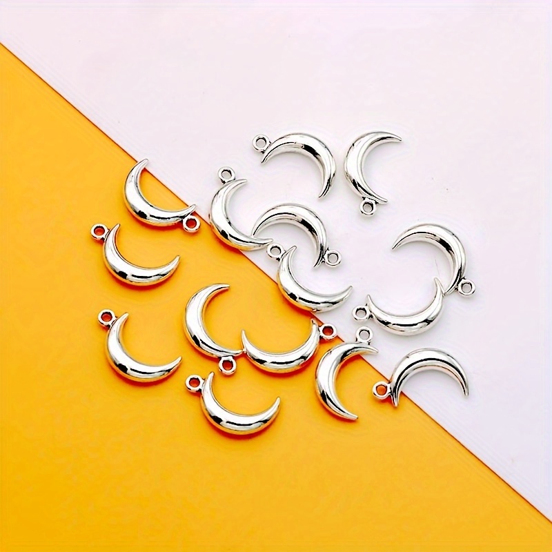 Image of 15pcs 3d Moon Charm Alloy Moon Ancient Silvery Tibetan Silvery Making Bracelet Earrings Necklace Moon Pendant Handmade