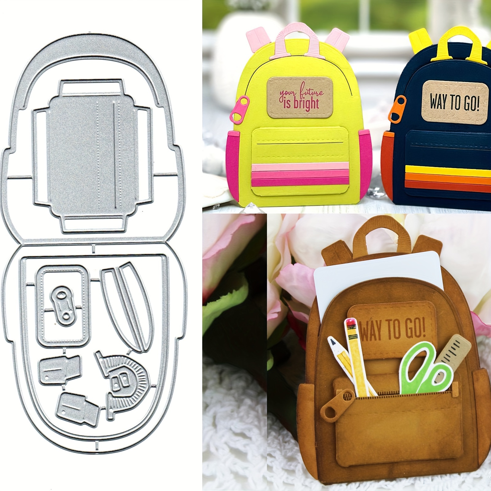 Alinacutle Golden Metal Cutting Die - Backpack Album Design - For Card Making, Scrapbooking, Gift Packaging & DIY Crafts
