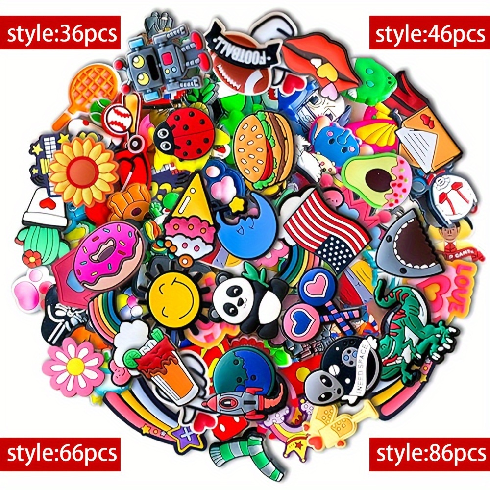 

36/46/66/86pcs Assorted Pvc Rubber Shoe Charms, Christmas Animal Letter Designs, Non-repeating Mixed , Holiday Themed Accessories For Footwear Decoration