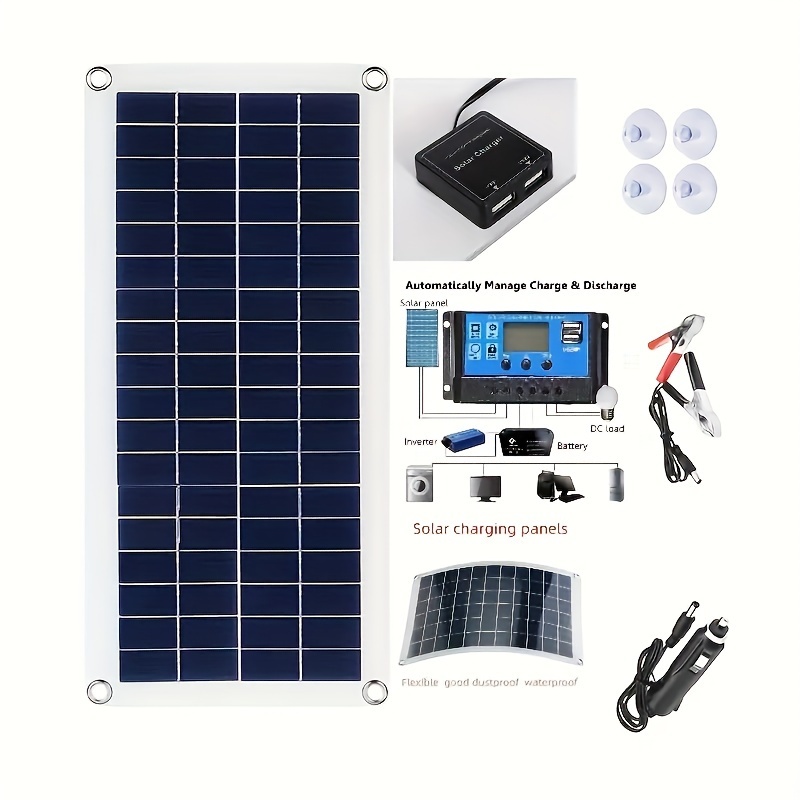 

Portable Solar Panel Kit, 12v 18v Usb Charging Interface Solar Board With Controller, Solar Cells For Phone Rv Car Outdoo