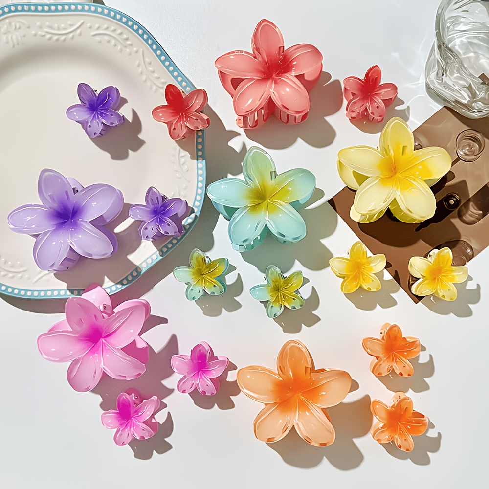 6pcs Random Color Frangipani Hair Additions, Beach Style