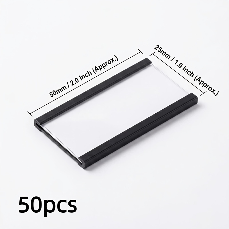 TEMU Lot de 50 supports d'étiquettes magnétiques avec aimants, porte-cartes de données magnétiques avec protections en plastique transparent pour