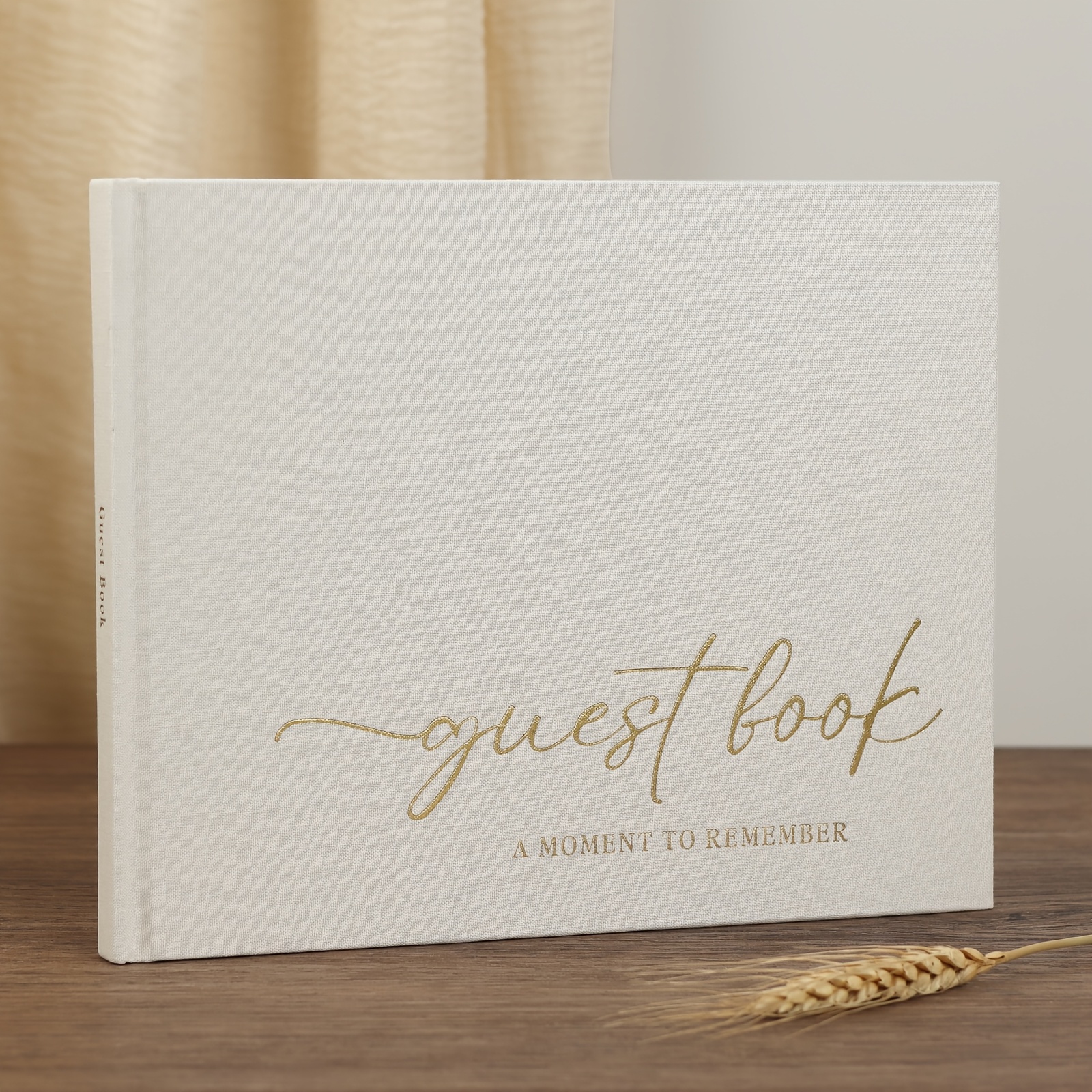 E-shop Elegantes Gästebuch aus Leinen für Hochzeiten - 100 unbeschriftete Seiten für Unterschriften & Sofortfotos; Mehrzweck-Gästebuch für Feiern wie
