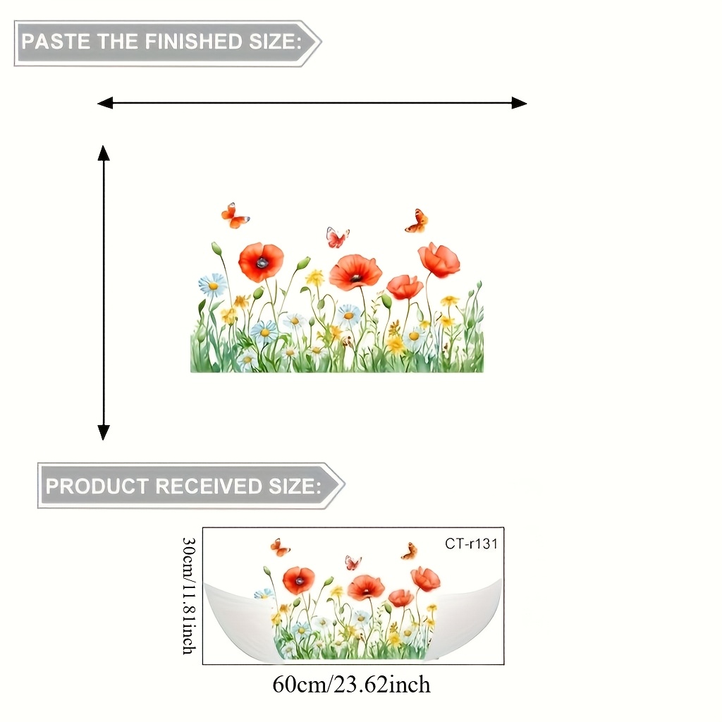 E-shop Kreative Fensterstickereien mit gemalten roten Blumen und grünen Pflanzen für Schlafzimmer, Wohnzimmer, Schaufenster, Wanddekorationen,