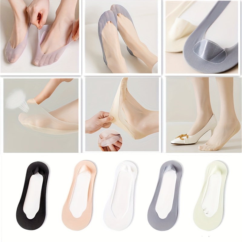 

3/5 Pairs Thin Non-slip Shallow Mouth Socks, Comfy & Breathable Ankle Socks, Women's Stockings & Hosiery