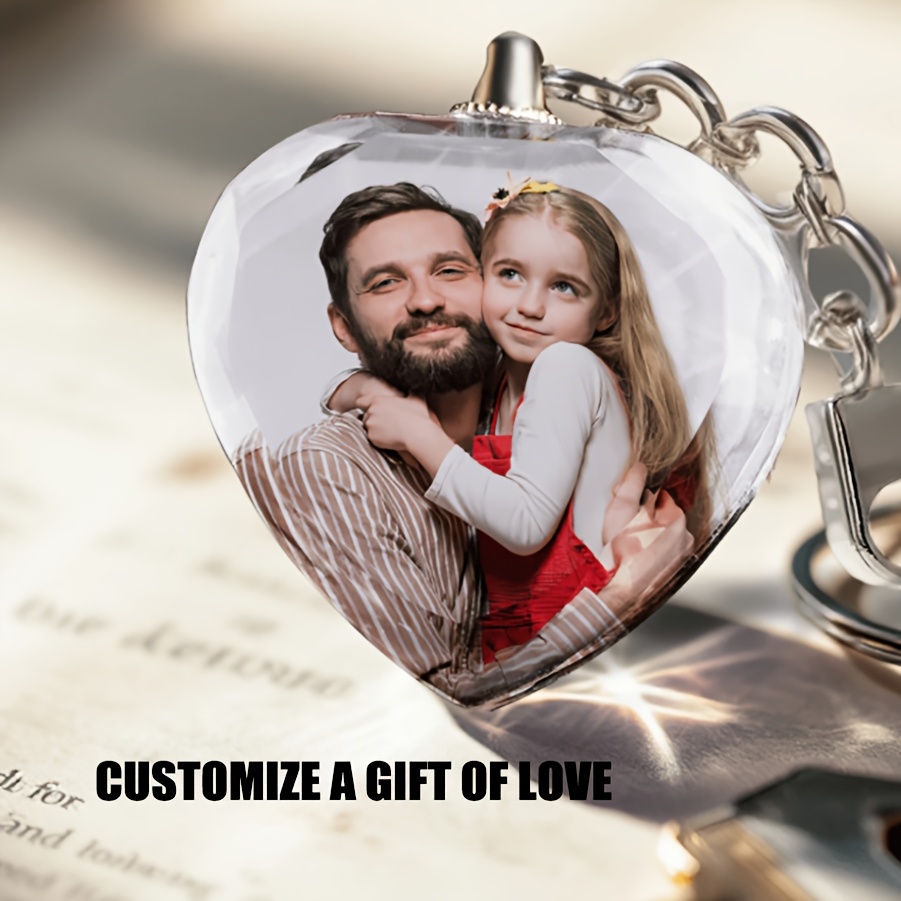 

A Custom Crystal Heart Keychain, Perfect As A Gift For Family, , Or Friends For Anniversaries, Birthdays, Or Valentine's Day. It Features Uv Color Printing Technology.