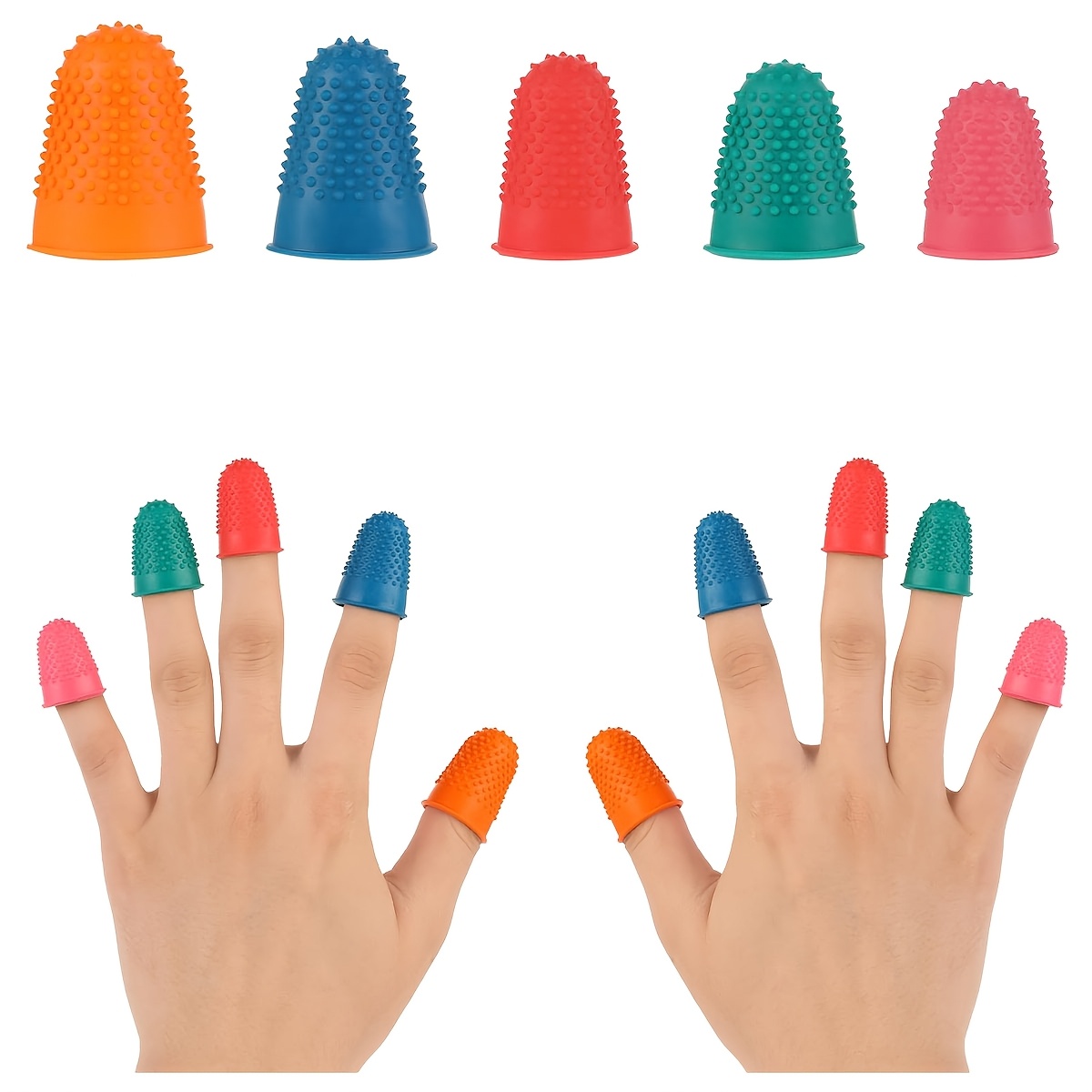 

20pcs Rubber Finger Protectors, Reusable Silicone Finger Cots For Sorting Paper, Office Use, Multi-functional Natural Rubber Straw Tips, Assorted Sizes And Colors