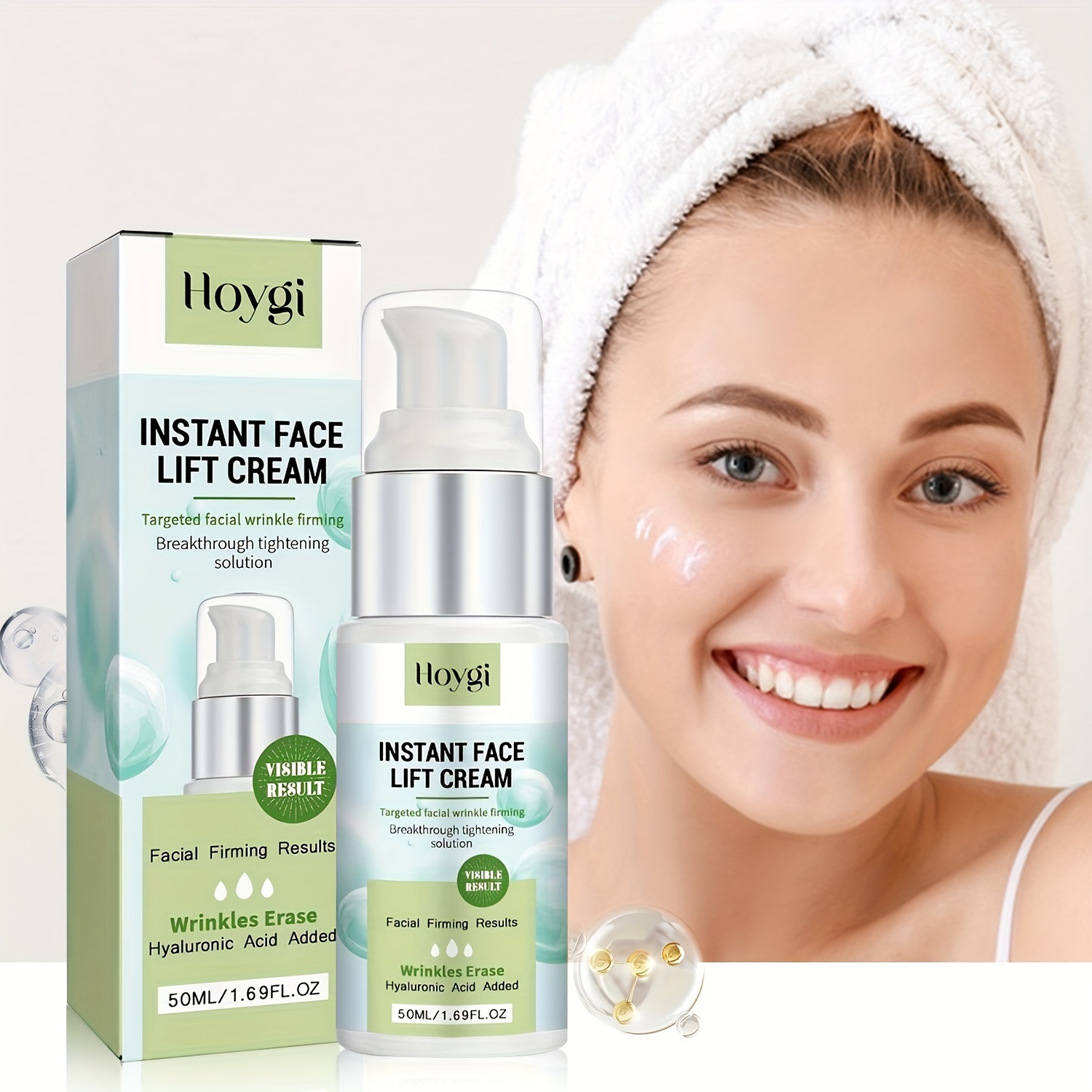 

Crème Visage Instantanée Liftante De 50 Ml, À L'acide Hyaluronique, Au Collagène, À La Vitamine E, À La Vitamine C, Pour Une Hydratation Profonde Et Un Raffermissement De La Peau Du Visage