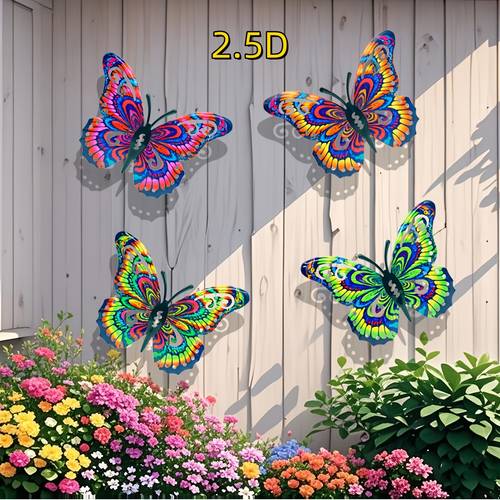 4 piezas de decoración de pared de mariposas de metal, decoraciones de jardín coloridas, manualidades de metal para interiores y exteriores, para el hogar - opción ideal para jardines, patios, salas de estar y , regalo para y familiares, decoración para la habitación