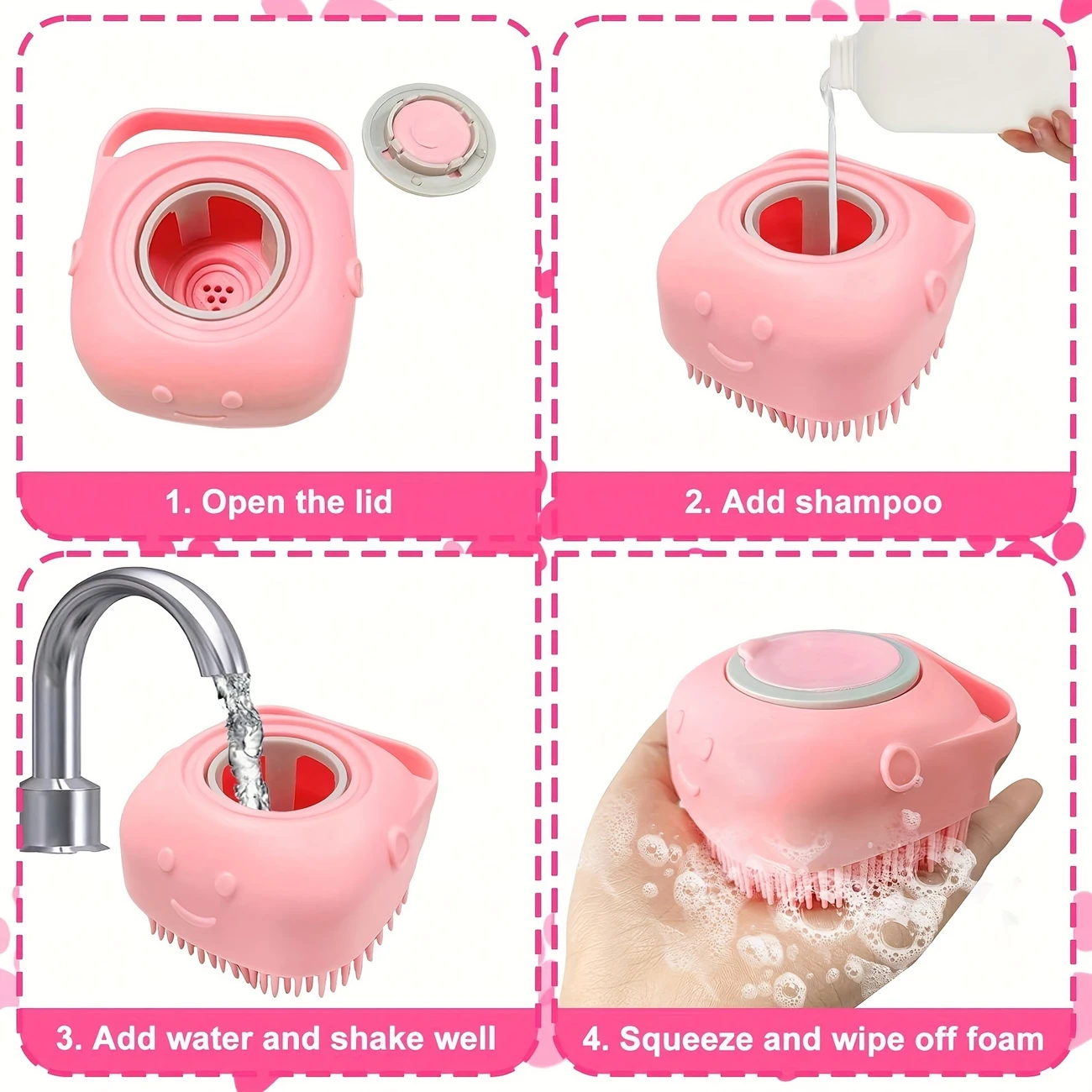pet grooming kit with self cleaning brush nail clippers file eye comb flea comb silicone toothbrush shampoo massage brush for dogs and cats stainless steel tools details 6